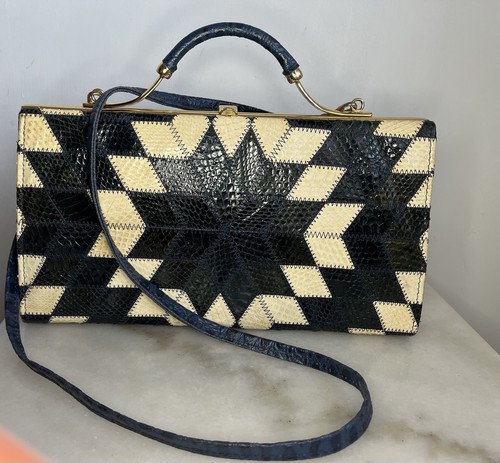 Vintage blue cream snakeskin - vintage,