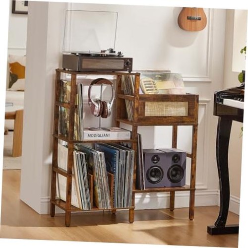 Vintage brown wood record - wood,