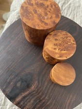 Beautiful 3   Thuya Burl Wood Round Handmade, Stash boxes Nesting  