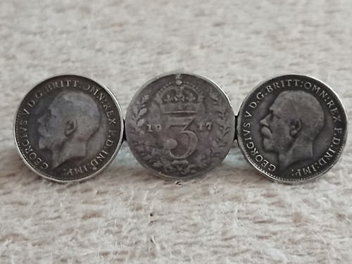 1917 british silver threepence - silver,