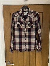 Ladies Maison Scotch Blush Pink/black & Grey Cotton Checked Shirt Size 2 Uk 10