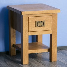 Rustic Oak Side Table Solid Wood Small Coffee Lamp End Table Storage Draw Surrey
