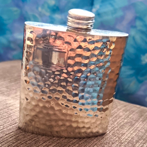 Hammered pewter hip flask 5oz - pewter,