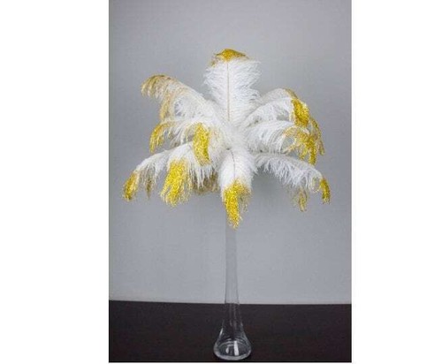 Gold glitter ostrich feather - gold, glitter/ostrich