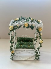 1:12 Beautiful White Metal Rocking Garden Swing Chair with Canopy Cushion Inc