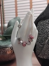 Rhona Sutton Beautiful Sterling Silver 925 Charm Bracelet Pink Charms 22.26g 