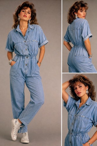 80s vintage denim jumpsuit - vintage,