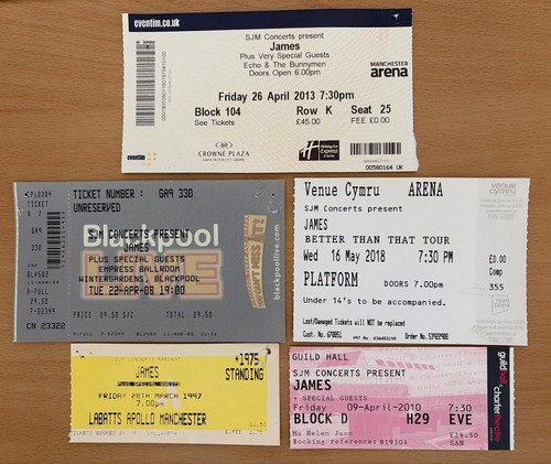 James tour ticket stubs - james, uk