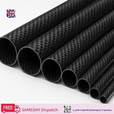 Carbon Fibre Tube 3K Rolled, 800mm, 6.0-50mm OD, Gloss Plain Weave UK Supplier