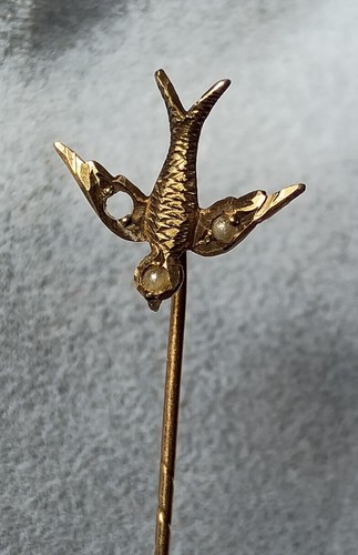 Antique 9ct gold swallow stick - antique,