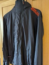 Men's L Large Superdry 'The Windcheater' Black W Orange Stitch Winter Coat L29
