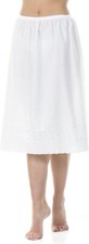 Ladies White Embroidered Hem
