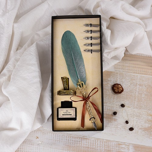 Vintage feather quill dip - quill,