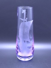 Caithness Glass Viking Ship Etched Purple 23 cm Vase