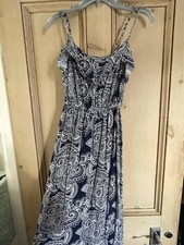 Jane Norman Paisley Pattern Blue And White Maxi Dress