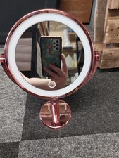 Rose Gold Double-Sided Magnifying Makeup Mirror Rotatable Touch Screen Light 