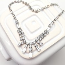 Vintage Rhinestone Bridal Necklace Glamorous Diamanté Drop Jewelry