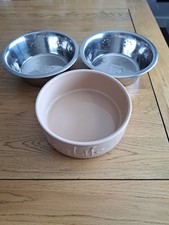 3 Large Dog Bowls Water Food