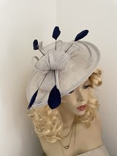 NEW Fascinator Silver Navy