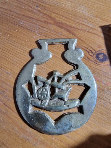 Vintage plough horse brass - horse,