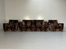 Duresta "Mandalay" Sofa & 2 Armchair Suite - In Aubergine & Gold Velvet