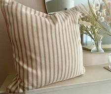 Ian Mankin Pink Ticking Stripe Handmade 18” Cushion Cover