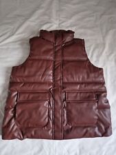 S&S Saint & Sinner Chestnut Brown Faux Leather Gilet UK16 Puffa Style BNWOT