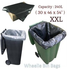 Heavy Duty Wheelie Bin Liners Strong 240L Refuse Sacks Rubbish Bag Black / Clear