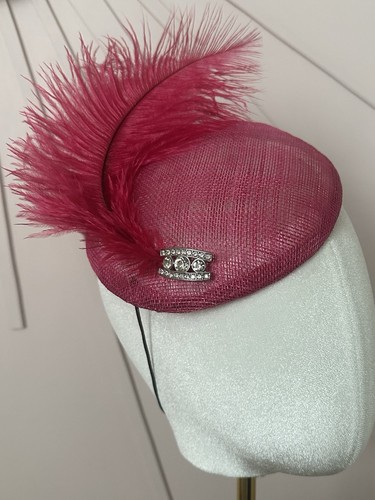Hot pink feather pillbox - hot,