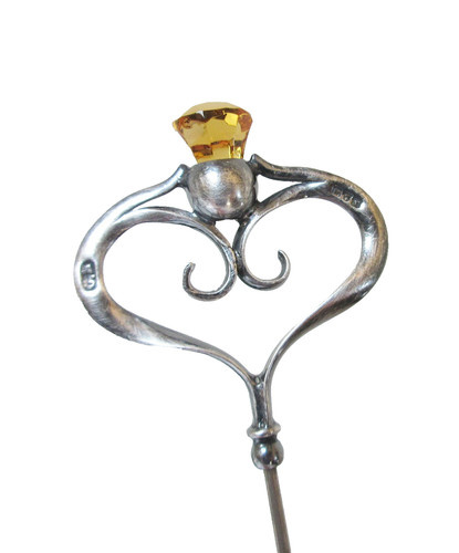 Antique hatpin citrine glass - antique,
