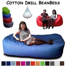 COTTON Beanbag Bed Sofa Bean Bag Comfy Sac Giant Large Seat Settee Drill UK