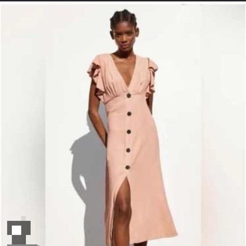 Zara pink neck button - v,