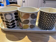 ORLA KEILY Set of 3 Enamel Herb/Plant Pots Drip Tray Hard To Get As Discontinued
