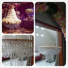 Romantic Wedding Faux Crystal Chandelier Suspended Cake Swing Stand 24 inch