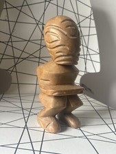 Vintage Polynesian Hand Carved Wooden Tiki Totem Statue Wood 9”