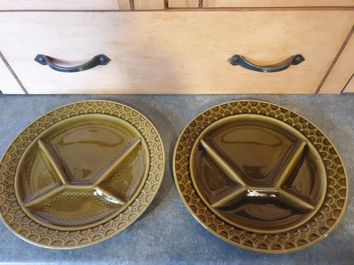 Pair vintage fondue plates - of,