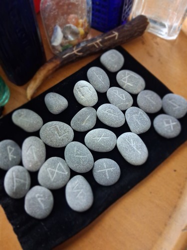 Carved stone rune set - stone,