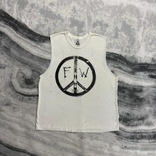 VTG UNIF F.W. The Peace White M Distessed Single Stitch Sleeveless T-Shirt Vest