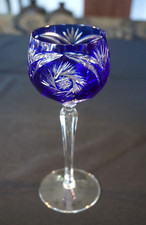 Beautiful Bohemian Vintage Light Cobalt Crystal Wine Hock
