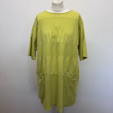 Yacco Maricard Tunic One Size Lime Green Yellow Pockets Layering 100% Cotton