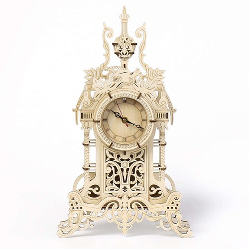 Wooden desk clock - wooden, 3d