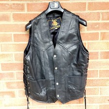 Leather Biker Jacket Womens Size XXXL  Sleeveless Laced  Vintage  S.A.K