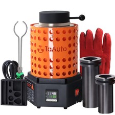 TOAUTO 1KG+3KG 1800W Electric Gold Melting Furnace Crucible Casting Ingot Mould