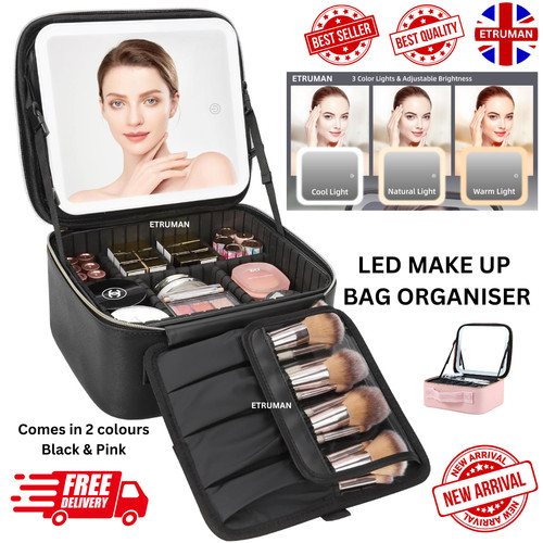 Makeup bag with led mirror - led,