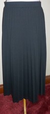 M&S Black Pleated Midi Skirt Size 10 elasticated waist 86cm long vgc