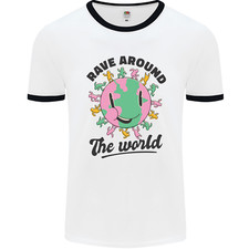 Rave Around the World Dance Music Acid Raver Mens Ringer T-Shirt