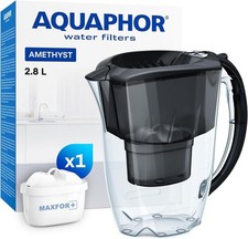 Water Filter Jug AQUAPHOR Amethyst Fridge door fit Inc 1 Maxfor+ Cartridge Black