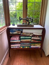 LAURA ASHLEY Sewing Table Cupboard Haberdashers Unit Fabric Singer not included