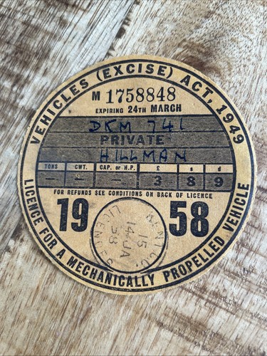 Vintage old tax disc - vintage,