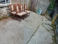 Antique Set 6 Old Charm Oak Dining Chairs – 2 Carvers  – Jacobean Wood Bros.